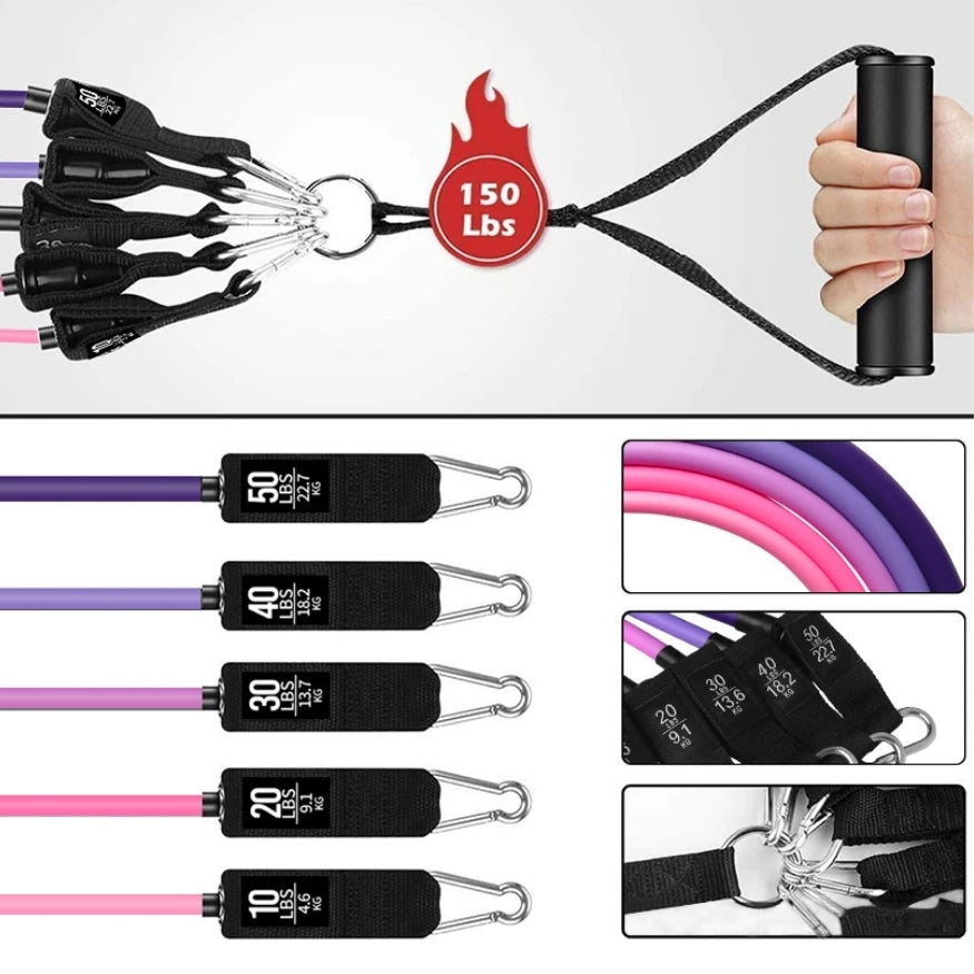 5 Tube Fitness Resistance Bands Set